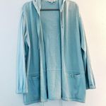 St. John Sport Sweater Light Blue Full Zip Hooded Santana Knit Sweater Sz S GUC Photo 4