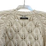 Roy Roger’s Cream Wool Pointelle Fisherman Open Knit Crewneck Sweater Size Small Photo 4
