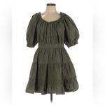Ulla Johnson  Celia Dress Army Green Puff Sleeve Mini Size 10 Cottagecore Photo 2