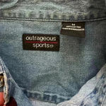 Vintage Outrageous Sports Denim Holiday Christmas Snowman Button Down Shirt M Blue Size M Photo 5