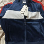 Juicy Couture  Bomber Navy Blue Jacket Cactus Patch Track Windbreaker Zip-Up S Photo 0