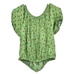 Sanctuary Size Medium Blouse Green Floral babydoll Elastic Hem Off the Shoulder Photo 1