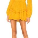 Tularosa Lisa Blouson Sleeve Embroidered Dress Mustard Yellow Size Large Revolve Photo 0