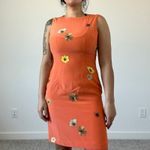 90s Casual Corner‎ Sleeveless 100% Silk Orange Sheath Dress Floral Retro Mini Size 2 Photo 12
