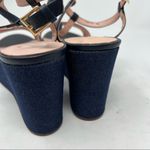 Kate Spade Tallin Vacchetta Platform Wedge Sandals Size 10 Navy Black Photo 4