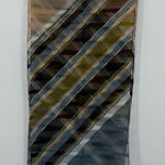 Vintage Multicolor Diagonal Stripe Long Rectangle Scarf Sheer Polyester Blue Photo 0