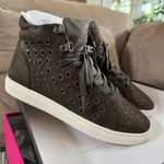 Vince Camuto Bestinda Brown High-Top Sneakers with Metal Grommets studs 8 new Photo 1