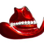 Vintage red cowgirl hat with rhinestones band! Red Photo 1