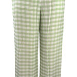 STAUD  Women's White/Green Gingham High Rise Stretch Wide Leg Trouser Pants Sz XS Photo 0