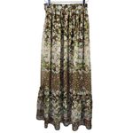 H&M High Waisted Floral Print Ruffle Hem Boho Maxi Skirt in Green Multi Photo 6