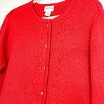 Vintage Crystal Kobe Christmas Sweater Cardigan Embroidered Floral Gold Buttons Red Size M Photo 1