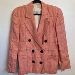 Vintage Escada Linen Houndstooth Double Breasted Blazer Jacket in Red Size 34 Photo 0