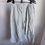 BeachLunchLounge Margo Striped Linen Cotton Wide Leg Cropped Crop Green Pants S Photo 1