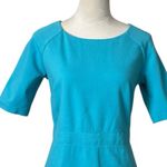 Talbots Sheath Dress Wide Round Neck Short Sleeves Teal Aqua Blue Women’s Size 6 Photo 4