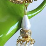 Gold with Crystal Open End Cuff Bracelet and Tassel Photo 3