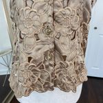 Early 2000ās Structured Ethereal Satin 3D Flower Floral Button Down Vest Top S Gold Photo 1
