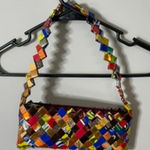 Vintage Y2K Candy Wrapper Shoulder Bag 2000s Trendy Retro Novelty Excellent Condition Vintage Candy Wrapper Colorful Woven Women's Shoulder Bag Excellent Condition Multiple Photo 0