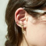 Ribbons earrings with crystal gold earrings minimalist style 🧬Material: 18k gold plated with brass Photo 1