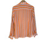 Freebird Button Shirt Womens M Orange White Striped Sheer Long Sleeve 70s Retro Size M Photo 2