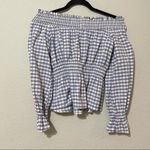 Tularosa Revolve Blue & White Gingham Off Shoulder Smocked Blouse S Photo 4