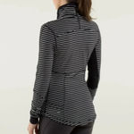 Lululemon Base Runner Half Zip Pullover Long Sleeve Top Black and White Stripes Photo 11
