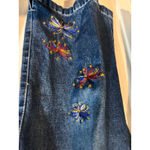 Rebecca Malone  Embroidered‎ Denim Capris Size 12 Blue Cotton Blend Women's Pants Photo 4