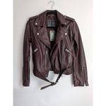 All Saints Balfern Leather Biker Jacket In Deep Berry Size 2 Photo 2