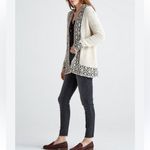 Lucky Brand  Novelty Stitch Cardigan Small‎ Cream Black Cable Knit Open Sweater Photo 3