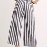 Madewell Houston Striped Linen Wide Leg Pull On Crop Pants. Size Small. EUC Photo 3