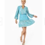 Lilly Pulitzer  Joella Metallic Silk Chiffon Dress Bermuda Blue Size 8 Photo 9