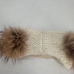 Linda Richards NEW YORK Cream Knit Ear Warmer Headband Genuine Fur Pom Poms Brown Photo 3