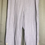 Flax  Linen Pants Large Gray Relaxed Wide Leg Trousers Lagenlook Boho Buttons Photo 0