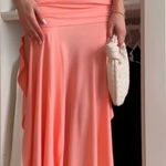 House Of CB  Ivana Gathered Asymmetric Dress in Apricot Size Medium Photo 0