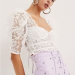 For Love & Lemons NWT Lorena Lace Puff Sleeve Crop Top Photo 6