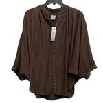 Chico's CHICO’s Brown Ring Trim Top Batwing 3/4 Sleeve Top Blouse Sz 0 Photo 0