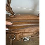 Guess Vintage 80s Large Ostrich Embossed Satchel Handbag Brown Large Lock Detail Photo 7