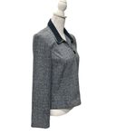 Positive Attitude Fitted Tweed Blazer Jacket Blue White Full Zip Preppy Work Size 10 Photo 3