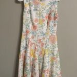 Calvin Klein White Floral Crew Fit&Flare Sheath Party Spring Easter Dress Size 4 Photo 0