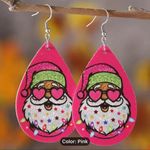 Handmade Pink absolutely adorable Santa with glasses earrings Photo 2
