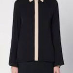 Mimi Chica Black Sheer Button Down Womens Medium Blouse Shirt Pink Contrast Siren Career Photo 0