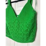 ZARA  Bright Green Crochet Knit Bustier V-Neck Crop Top Size Large Photo 6