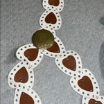 Classic White /brown Women's belt with heart shaped design and brass like buckle Photo 7