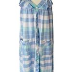 VINTAGE PHASES Plaid Ruffled House Coat Blue Size M Photo 0