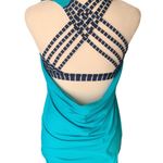 Lululemon Blue Tropics Striped Wild Tank Open Draped Back Strappy Sports Bra Top Photo 1