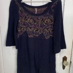 Free People  Navy Blue Desert Rose Tunic Sweater W-489 Size M Photo 1