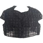 Akris  Black Chiffon Cropped Cap Sleeve Top Photo 0