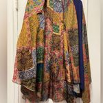 Soft Surroundings Izmir Topper Scarf Gold Blue Mixed Print Cardigan Boho Photo 2