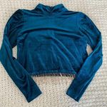 Joie  Velvet Mock Neck Long Sleeve with Diamond Tassel Trim | Teal Photo 0