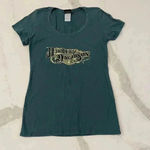 Harley Davidson Motorcycles Gold Graphic T Shirt Valencia Espana Women’s Large Green Photo 0