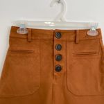 ZARA NEW NWT TRAFALUC TRF Faux Suede Mini Skirt Solid Brown High Waisted Button Photo 4